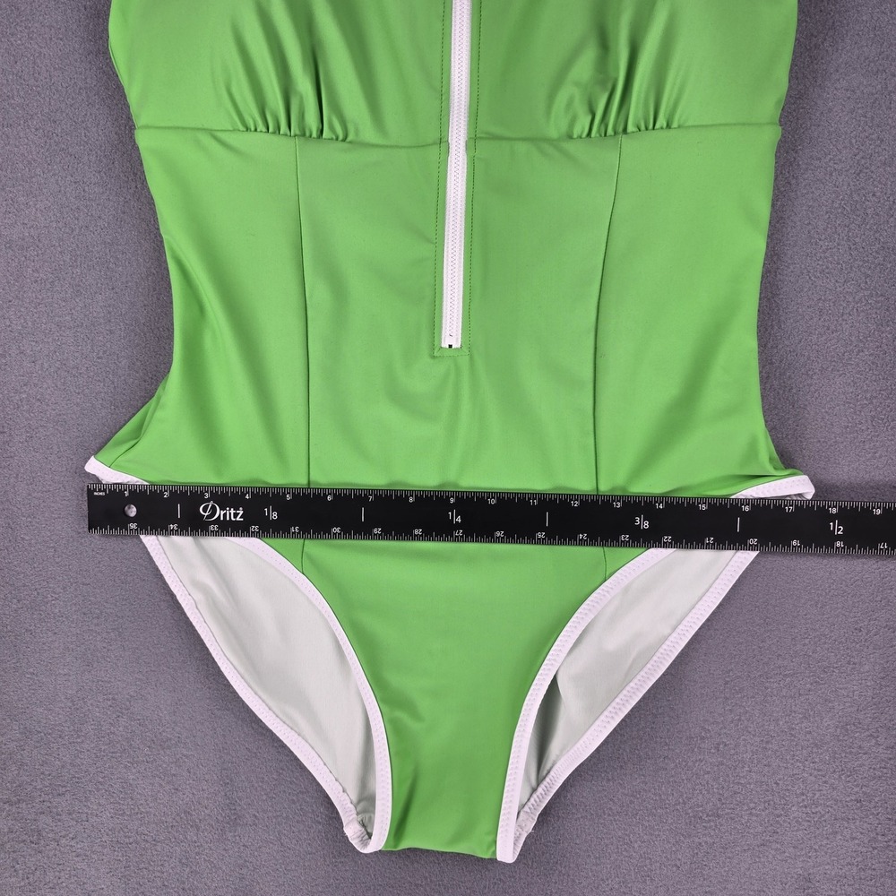 Tommy Hilfiger Swimsuit Womens 2XL Green White One Piece Zip Front UPF 50+ New - Picture 9 of 14